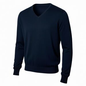 J. McLaughlin Westbury V-Neck Sweater Navy Cotton Size Medium NWT